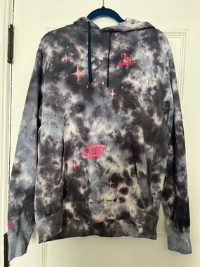 Nike Spacewave Hoodie Sweatshirt Mens M Gray Tie Dye Splatter Pullover